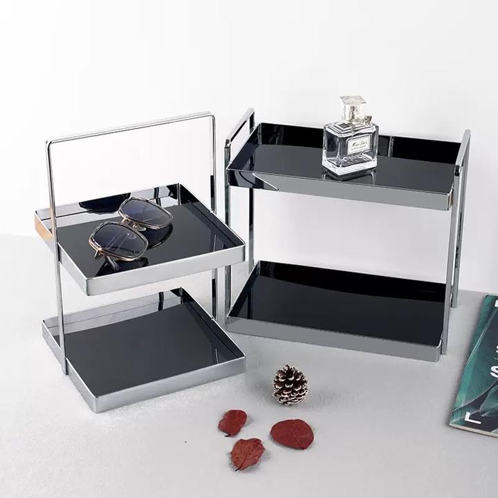 轻奢双层收纳架子厨房卫生间玄关化妆品水杯亚克力置物架