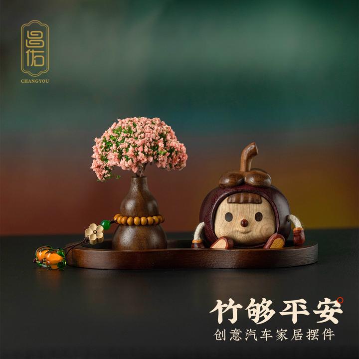 创意娃娃汽车可爱人偶胡桃木男士高端中控台汽车车上饰品高级