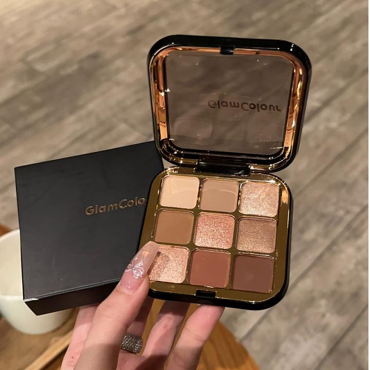 GLAMCOLOUR九色眼影盘一盘多用哑光珠光一体盘眼影不掉色大地色