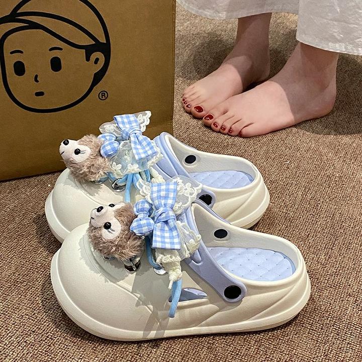 eva洞洞鞋女夏外穿甜美卡通可爱少女心可拆卸厚底防滑沙滩凉拖鞋