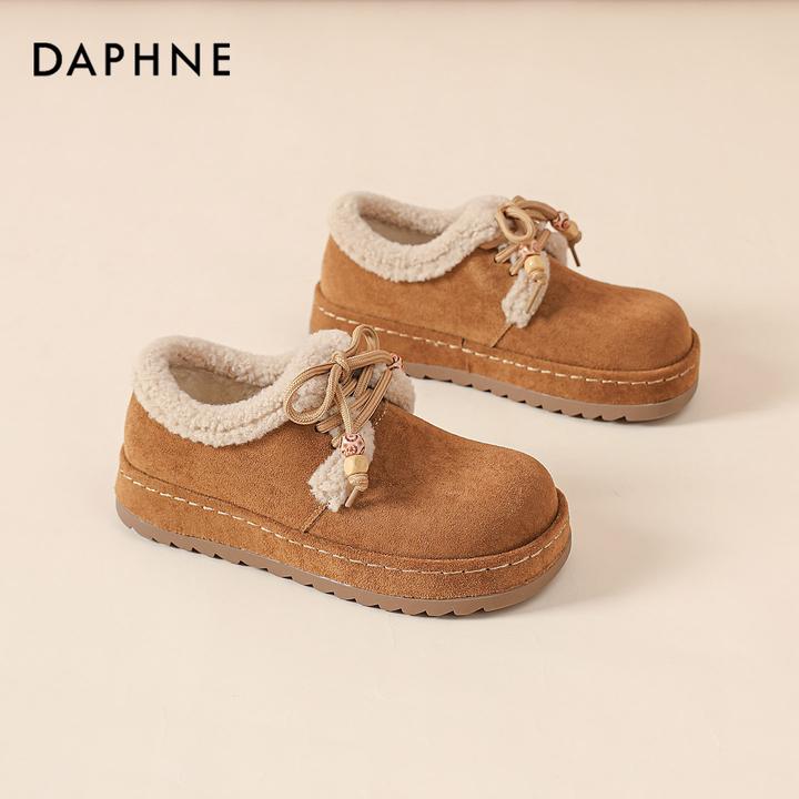达芙妮勃肯鞋女款2025新款冬季加绒保暖毛毛鞋雪地靴复古厚底棉鞋