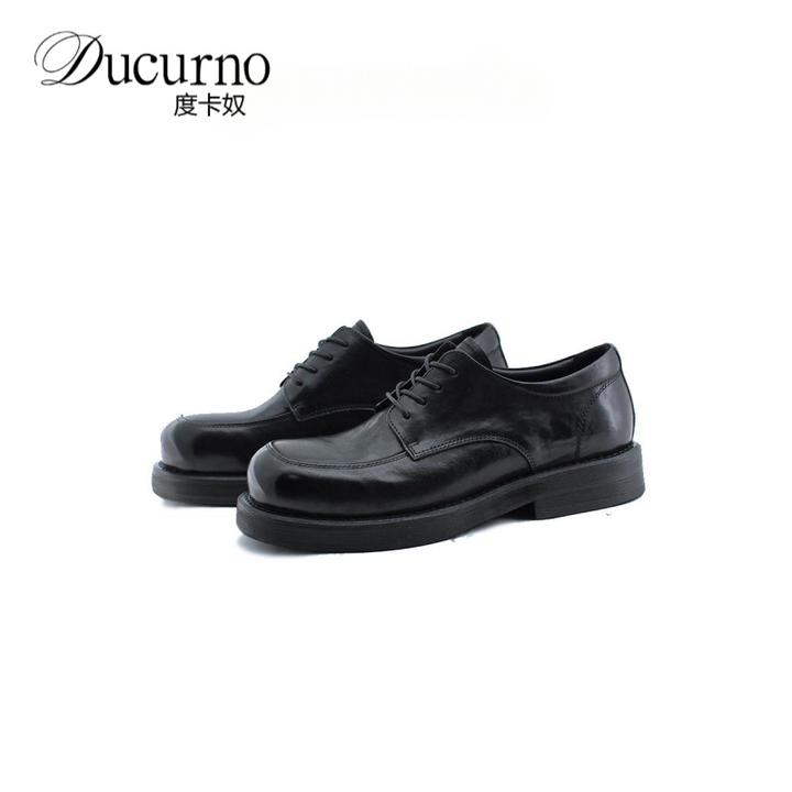 度卡奴重工马皮水洗增高德比皮鞋男厚底西装手工皮鞋系带复古皮鞋