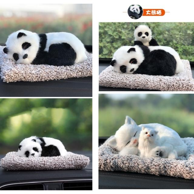 汽车炭包母子仿真狗车内饰品猫咪可爱狗狗车载车内竹炭包熊猫摆件