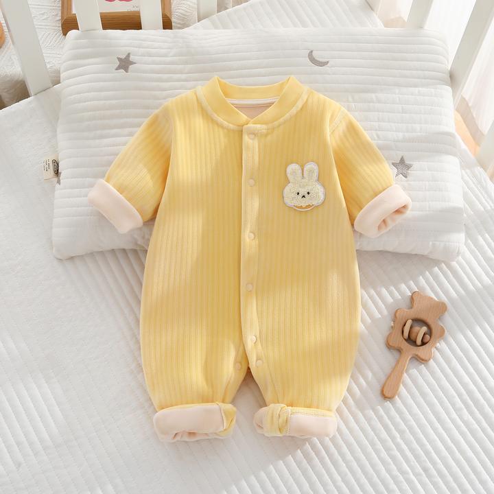 宝宝秋冬哈衣爬服婴儿灯芯绒连体衣秋冬季春秋加绒棉衣