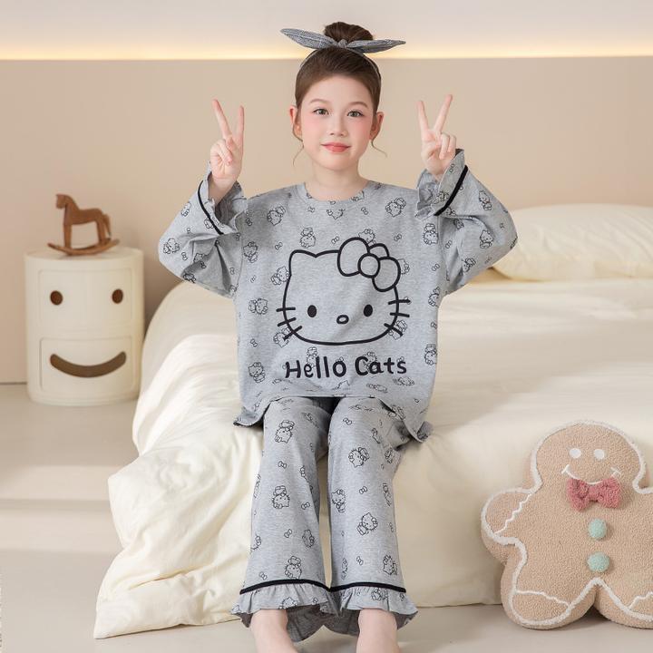 儿童睡衣新款女童2025春秋季长袖纯棉大童女孩休闲卡通洋气家居服