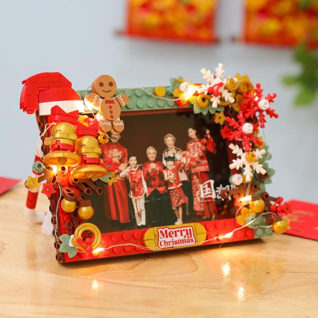 佳奇积木耶诞相框diy拼装玩具桌面小摆件平安夜送耶诞节礼物女生