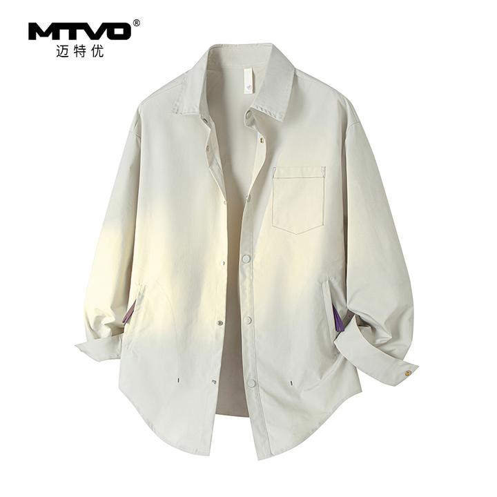 撞色打凿设计长袖衬衫2025新款秋季男款美式潮牌时尚高街休闲衬衣