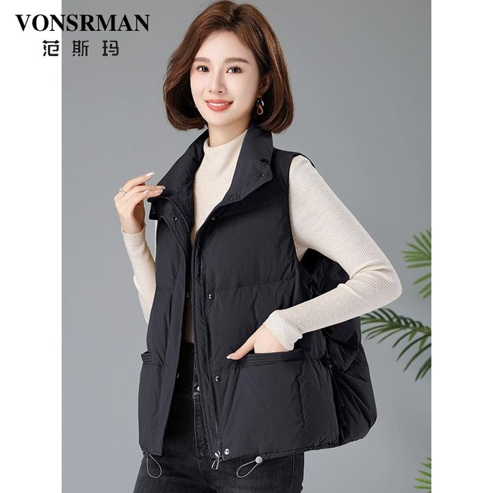 立领羽绒服马甲女2025冬季新款时尚韩版短款宽松外穿坎肩背心马夹