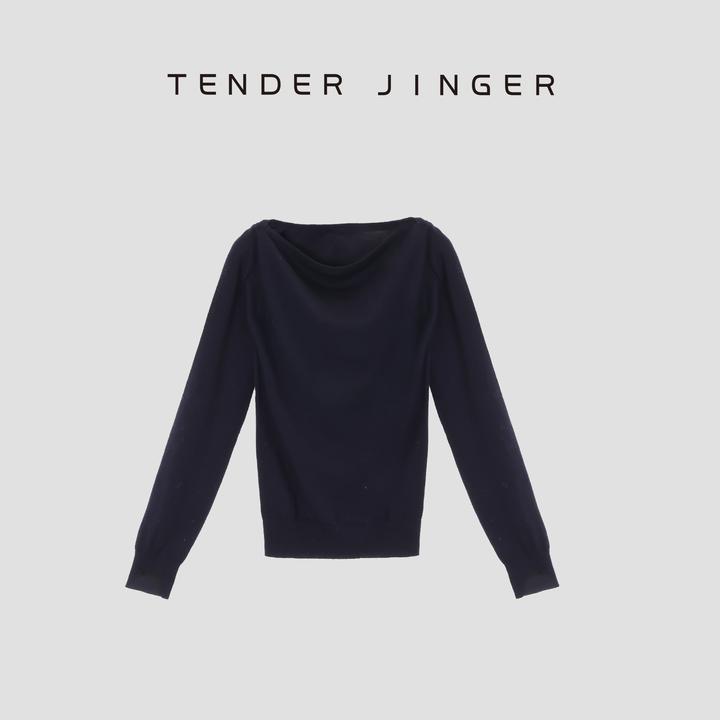 Tender Jinger纯纯色一字肩显瘦长袖针织上衣T53BBS41160