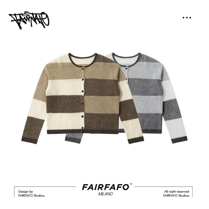 【圆领单排撞色针织开衫】PYMY5B029秋冬新款舒适休闲氛围感毛衣