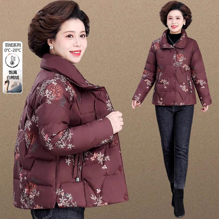 中年妈妈五十多岁洋气羽绒服2025新款中老年女冬装外套40岁50棉袄