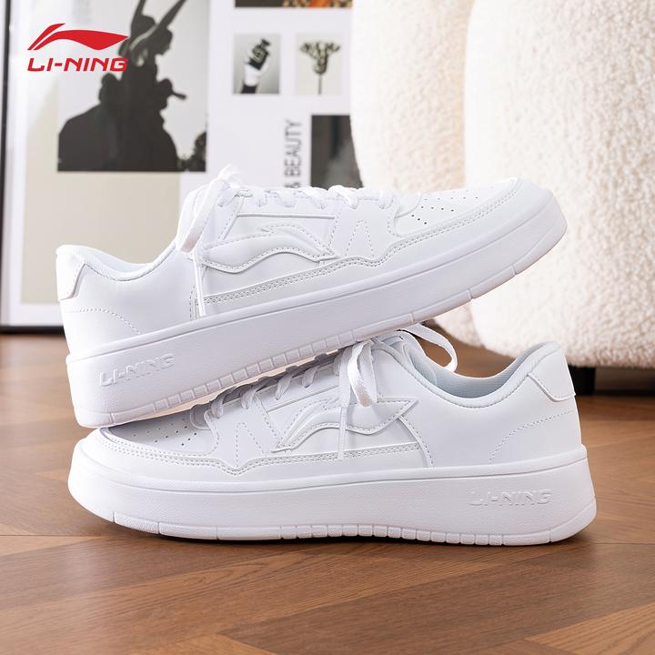 李宁月临女款板鞋2025新品经典干净百搭小白鞋空军一号低帮休闲鞋