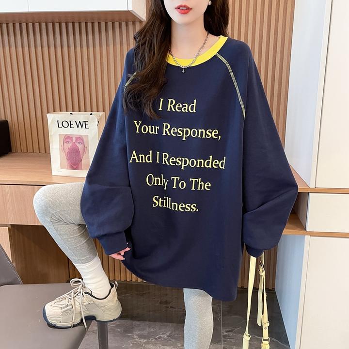 宽松oversize纯棉卫衣女秋季爆款韩版拼接撞色设计感显瘦遮肉上衣