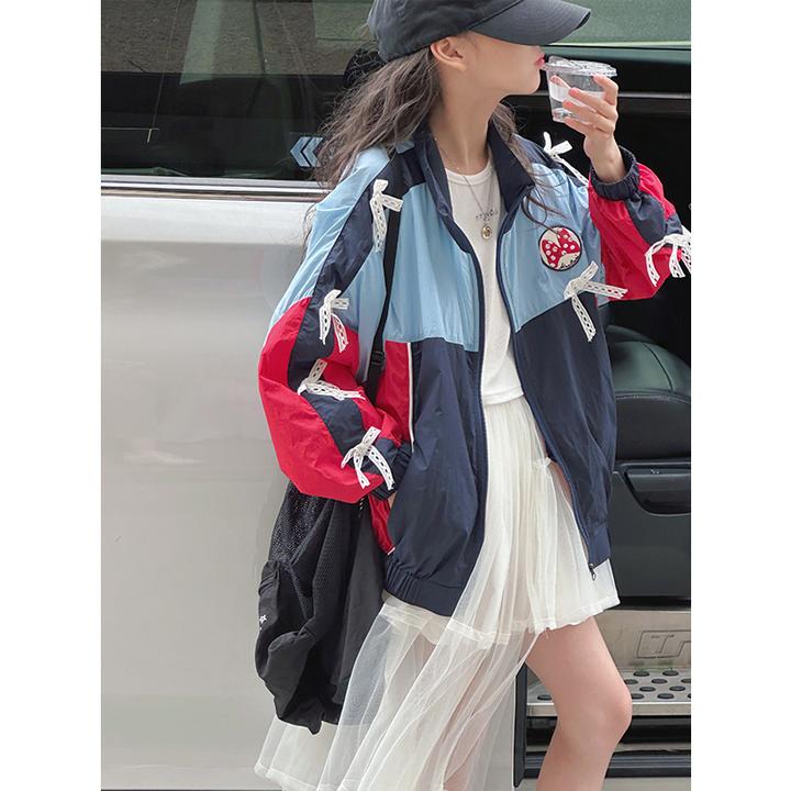 K29227撞色女童防晒衫2025新款夏装儿童轻薄皮肤衣洋气女大童外套