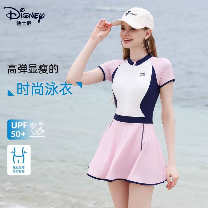 迪士尼游泳衣女2025新款遮肚显瘦保守连体泳衣泡温泉海边度假泳装