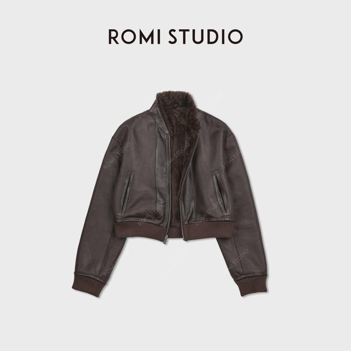 ROMI STUDIO“殿堂级”西班牙进口胎羊拉贡直毛皮草外套 RWCWW87385