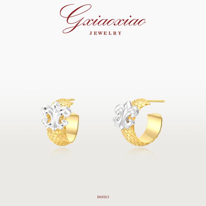 G XIAOXIAO 轻奢气质爆闪鸢尾花精致百搭耳环 B6H63新年礼物