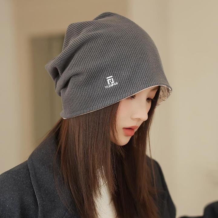 慵懒风大头围堆堆帽女春秋高级感显脸小冷帽冬季包头帽护耳月子帽