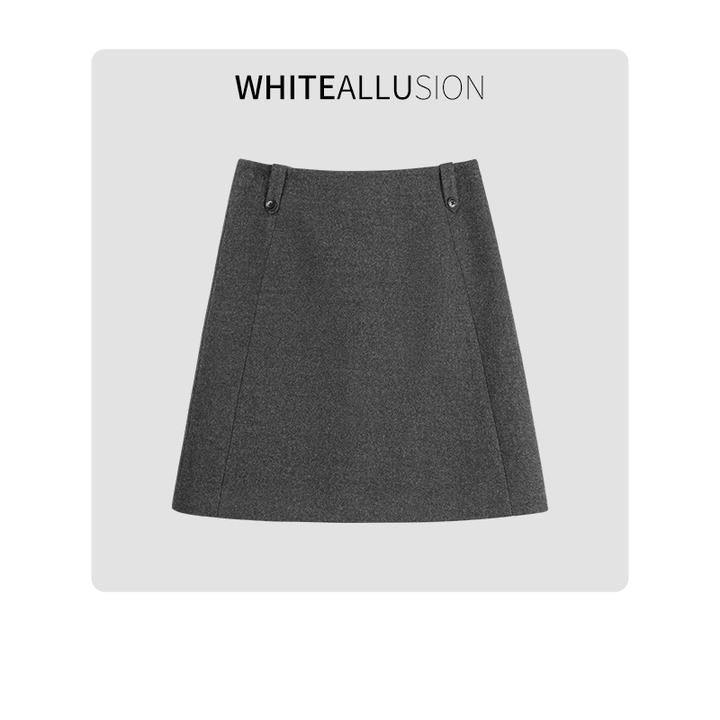 素典【百搭呢裙】简约毛呢半身裙~复古气质显瘦短裙高腰a字裙2831