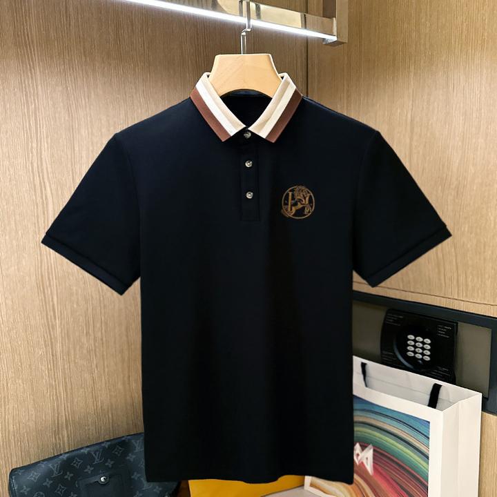 英伦雅痞商务男装拼色翻领男士t恤短袖 夏季痞帅高级感polo衫男款