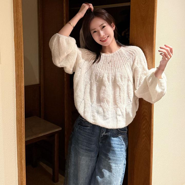 SUNCC自制 麻花香颂 显瘦慵懒气质温柔柔软垂感百搭设计感毛衣