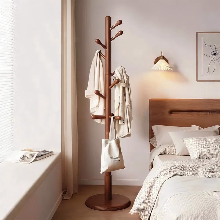 实木挂衣架卧室落地式床边衣帽架入户门客厅立式简易木质置衣架子