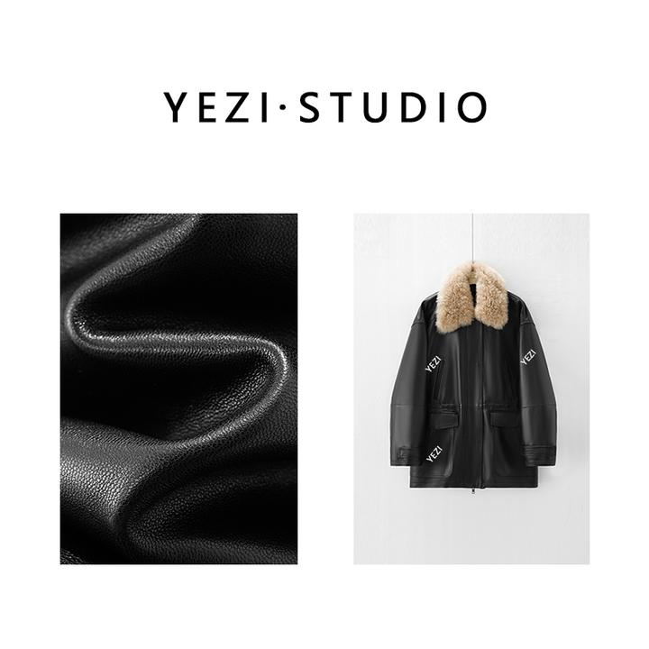 【纽约冬令时】油蜡羊皮90白鹅绒山羊绒毛领中长鹅绒服夹克25429009