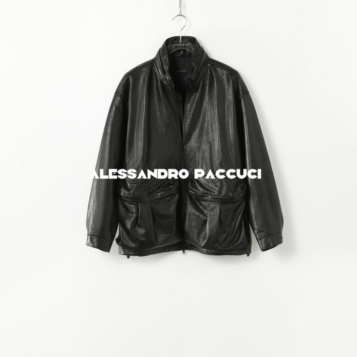 AP洛哥41065PY【限量/黑标】土耳其进口羊皮抽绳褶皱户外风时尚皮衣