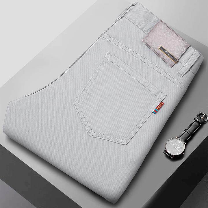 天丝轻奢高档薄款牛仔裤男士修身时尚潮流百搭潮流弹力直筒牛仔裤