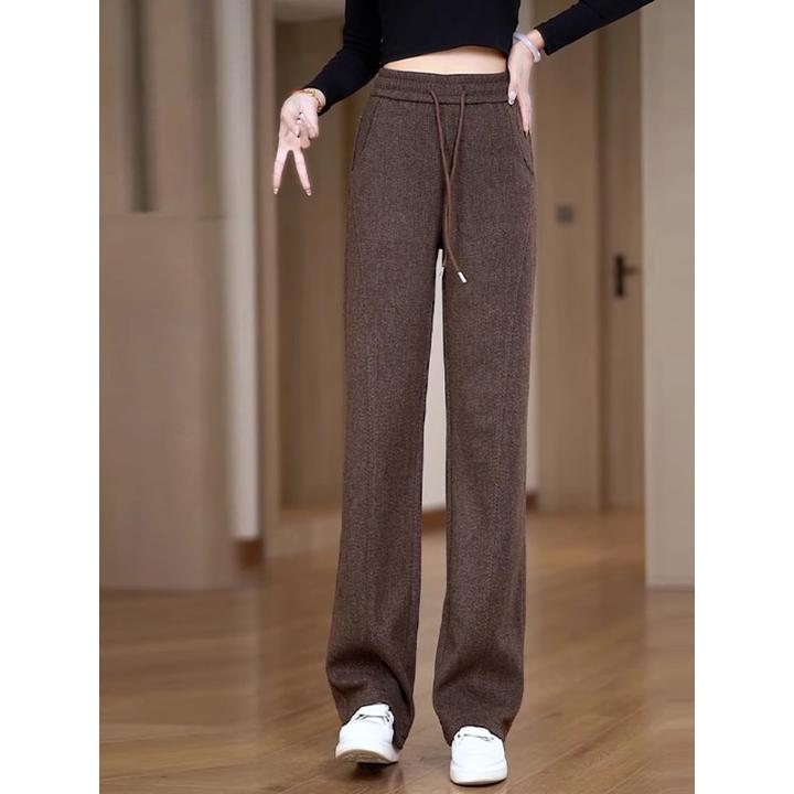 宽松窄版阔腿裤女2025年秋季新款直筒长裤今年流行的休闲梧桐裤子