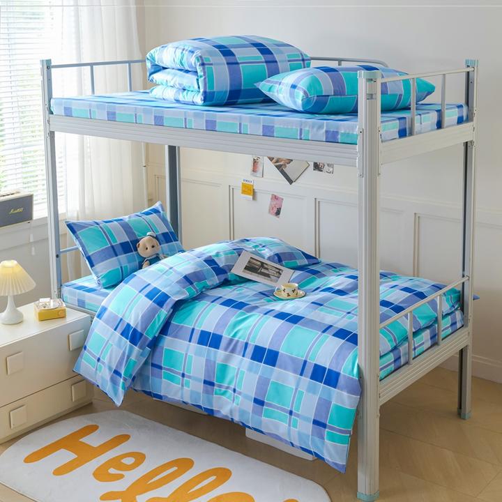 简约纯棉学生宿舍床上三件套单人寝室上下铺全棉床单床笠被套床品