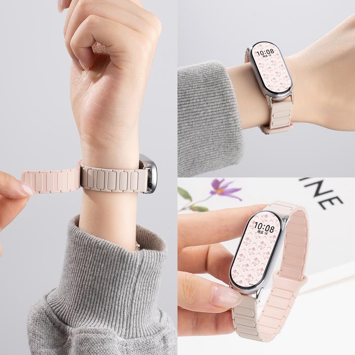 适用小米手环10表带小米手环9/8/7工装磁吸硅胶腕带nfc版6夏5运动