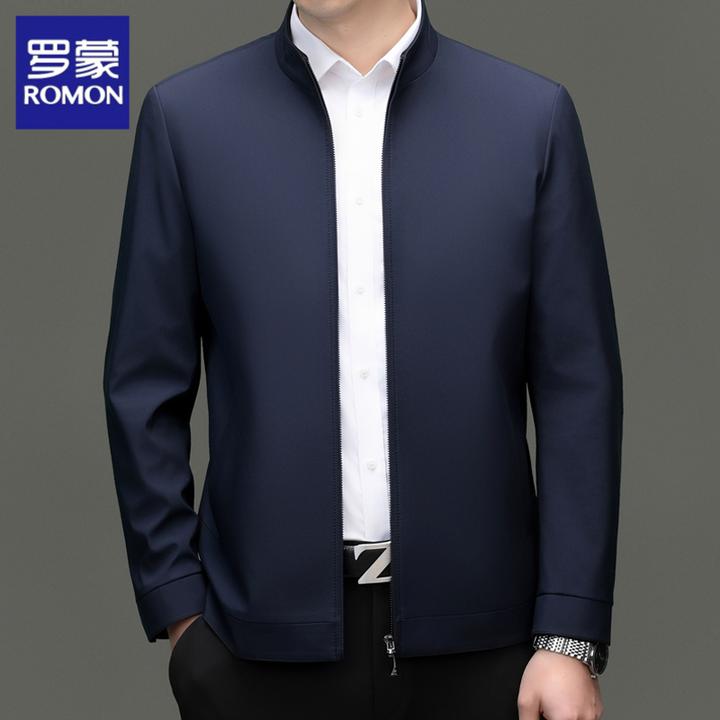 Romon/罗蒙加绒立领夹克男士商务行政夹克男秋冬中年夹克外套男款