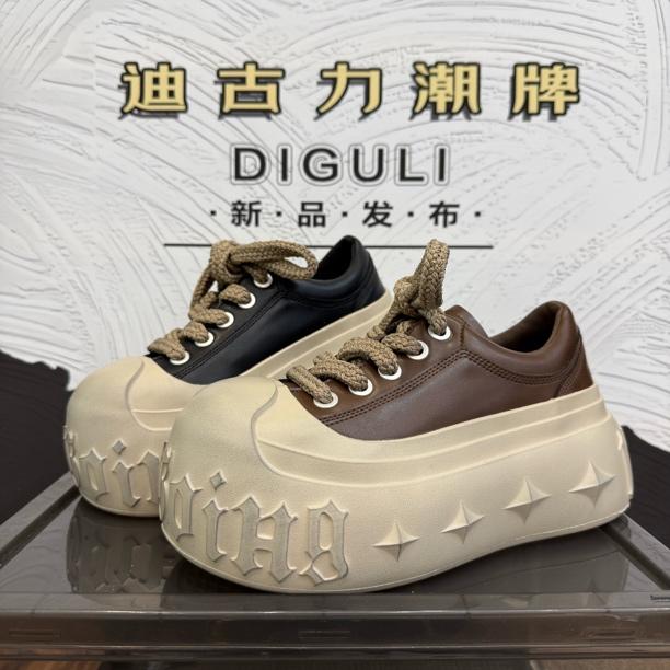 【迪古力】大头松糕厚底女休闲百搭字母印花小个子增高面包板鞋翠