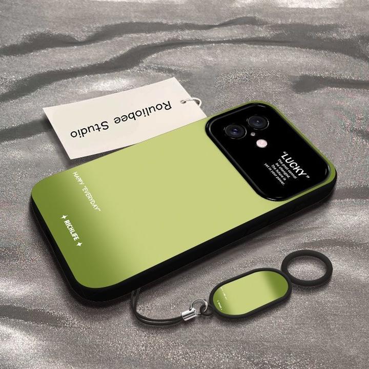 高级感渐变绿适用苹果16PRO手机壳15大视窗14磨砂13防摔12/11软套