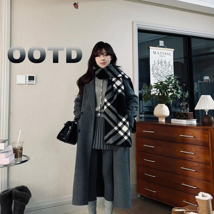 「松本可可」秋季韩版宽松·通勤气质羊毛大衣女中长款加厚保暖966款