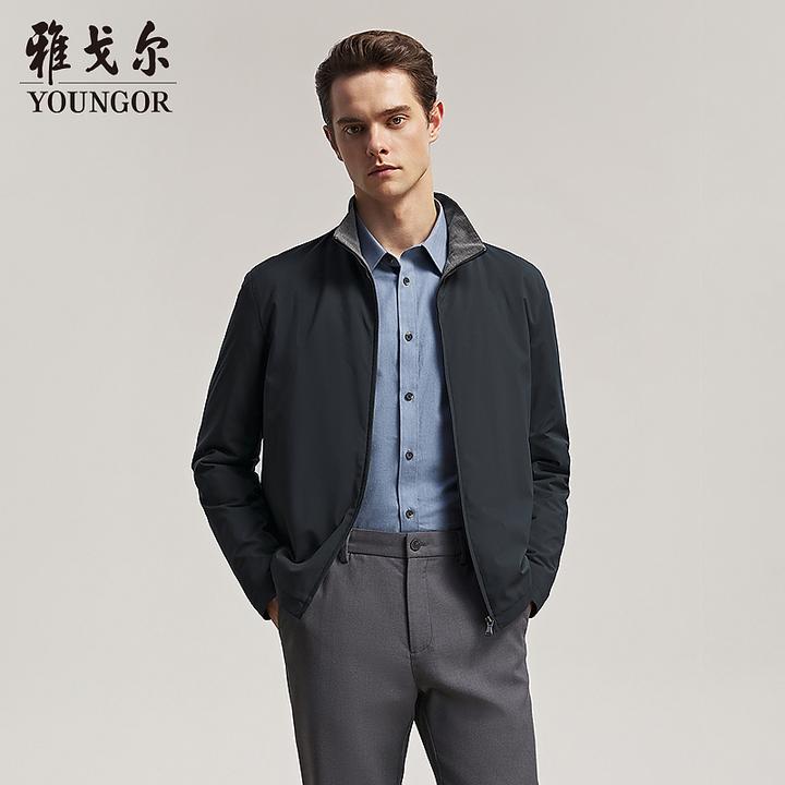 雅戈尔新款秋冬新款男士商务休闲通勤立领棉夹克上衣外套简约
