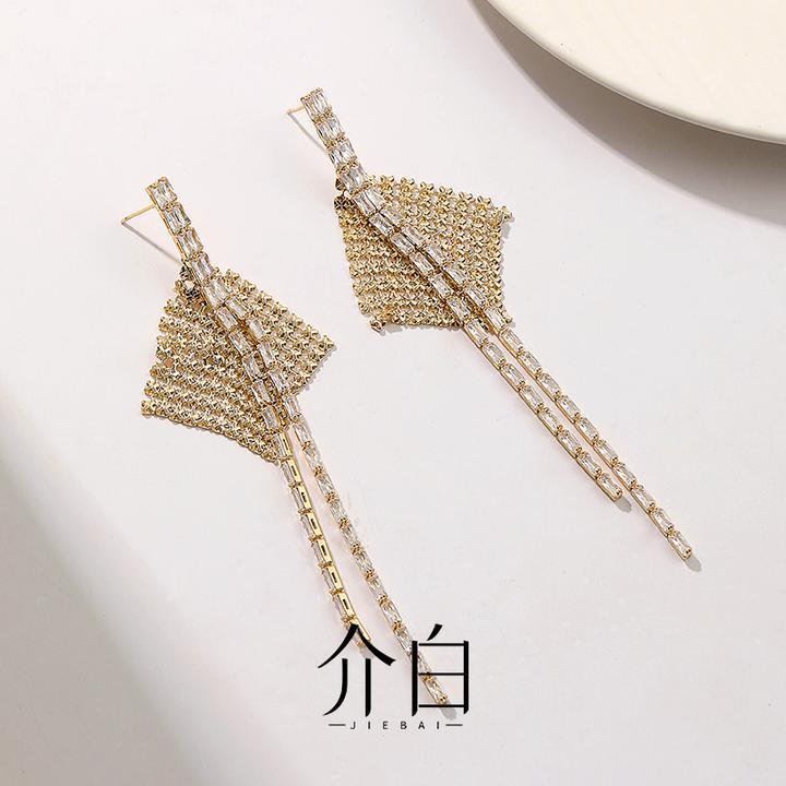 铜合金耳饰 日韩时尚耳环小众原创设计轻奢欧美风女长款气质简约