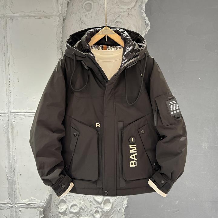 VALVOELITE高级感冲锋衣季连帽羽绒外套防风抗寒拼接加厚保暖外套