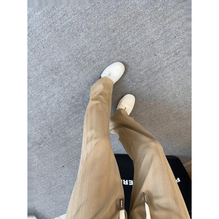 夏季薄款麦穗纹冰爽直筒裤男款透气速干冰丝裤宽松垂感显瘦休闲裤