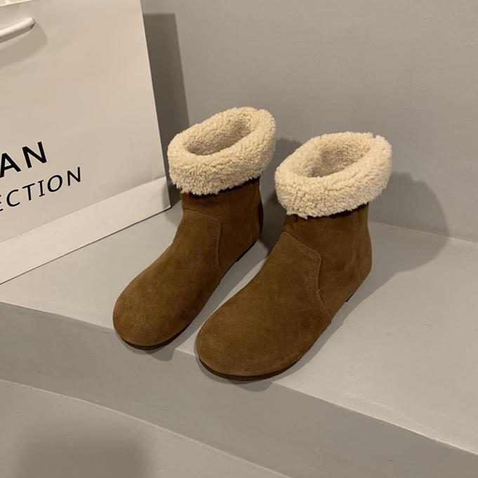 勃肯短靴韩国ins超火两穿法加绒保暖搭子雪地靴女冬新款森系羔毛