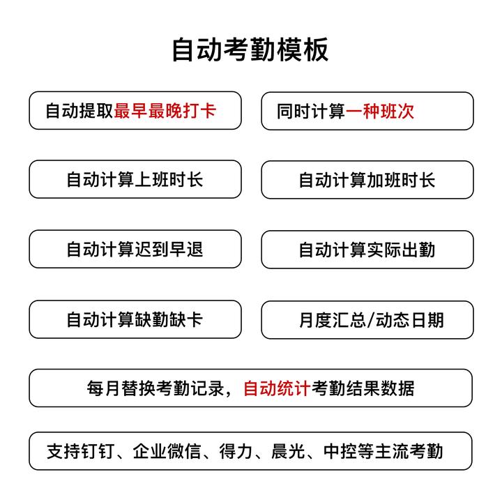 定制考勤自动考勤模板考勤机自动考勤模板员工