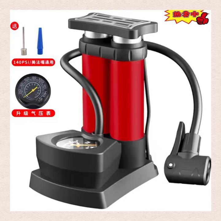 新款高压双管通用打气筒公路车小孩泳圈高压充气泵便携小巧多用