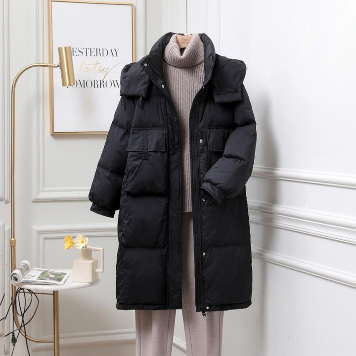 羽绒服女中长款2025年新款半粒扣韩版外套潮