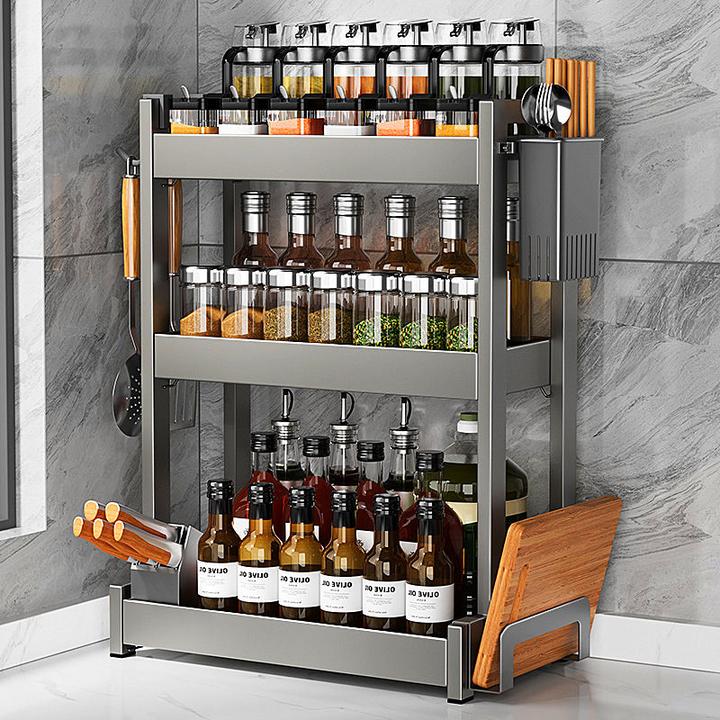 家用厨房调料架家用置物架多功能免安装调味刀筷架台面多层收纳架