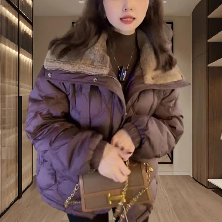 2026秋冬新款女士棉衣棉服时尚爆款棉袄羊羔绒毛领中长款女装外套