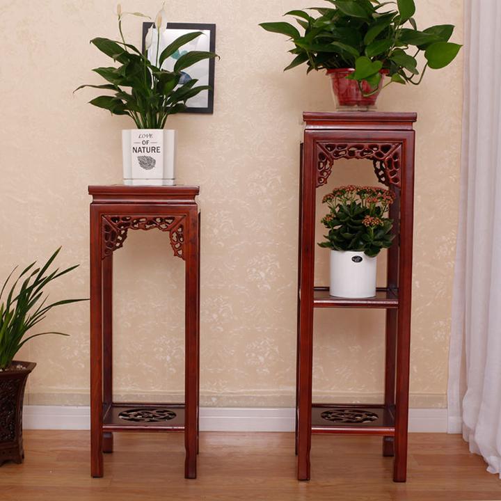 实木仿古花架落地式榆木中式客厅绿萝架方形花客厅大气花架子