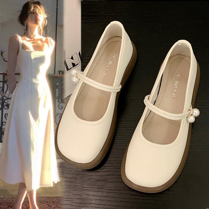 小皮鞋女春秋季配裙子玛丽珍女鞋新款法式温柔平底一脚蹬单鞋浅口