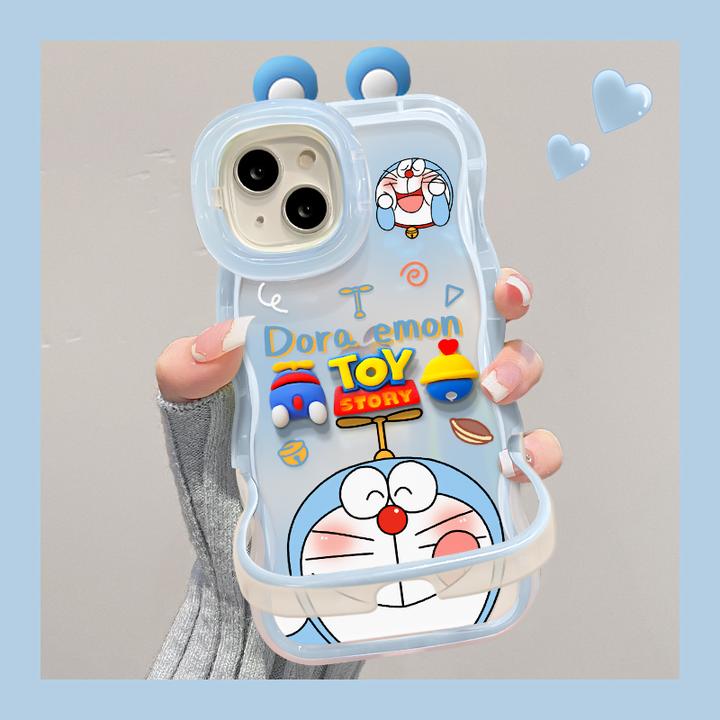 适用苹果vivo华为oppo小米iPhone17可爱哆啦公仔板凳双支架手机壳