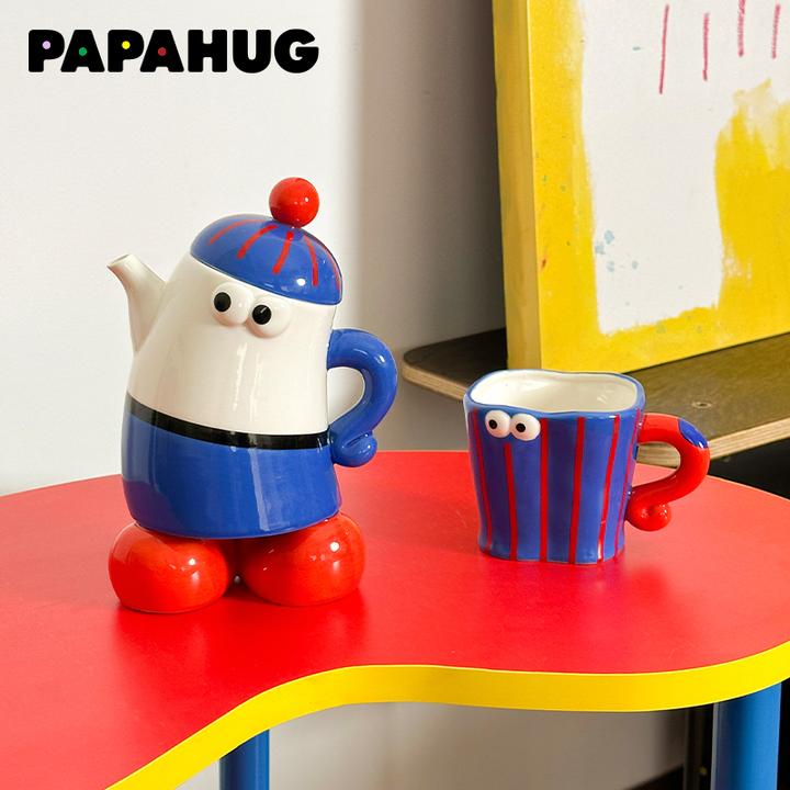 PAPAHUG小怪兽水壶水杯手工陶瓷制品大容量600ml耐高温创意摆件